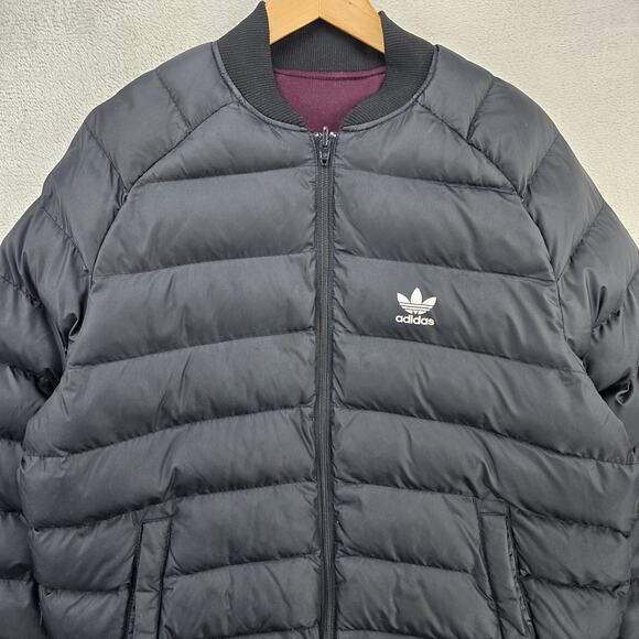 Adidas Jacket Mens Medium Black Revirsible Originals Superstar Quilted Puffer - Picture 3 of 14